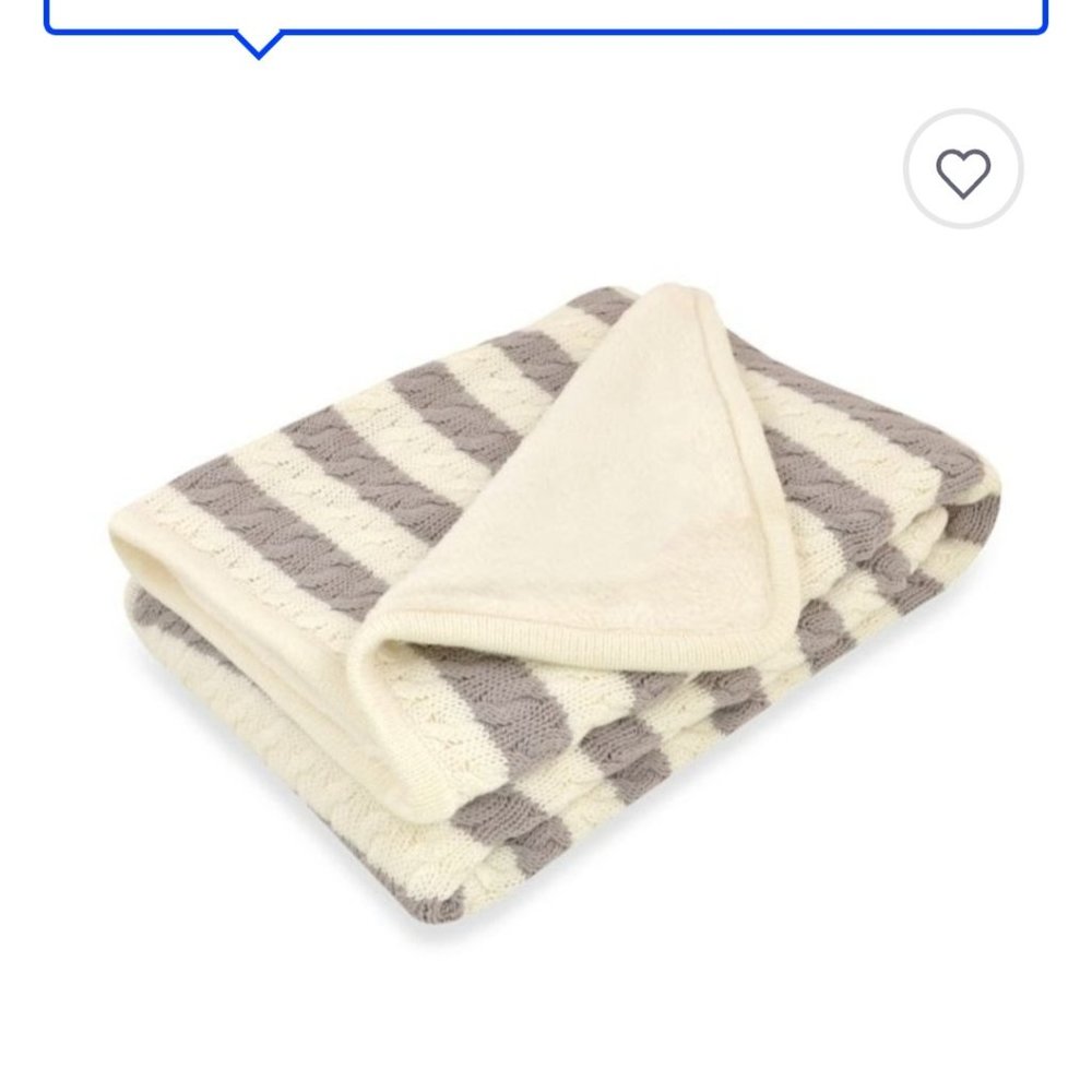 Just Born Awning Stripe Cableknit Blanket